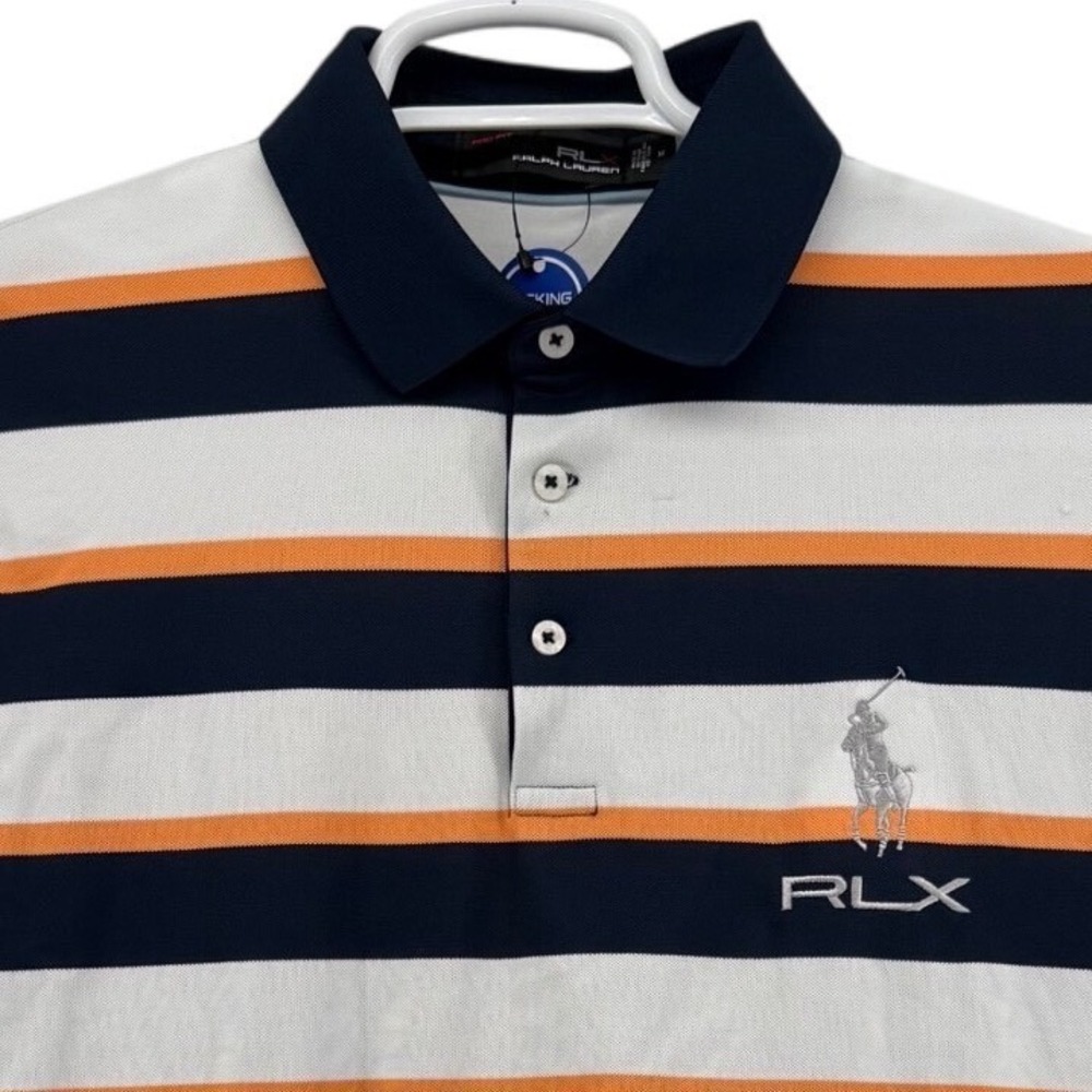 RLX Ralph Lauren Pro Fit Striped Performance Polo M PGA Tour Issue NWT